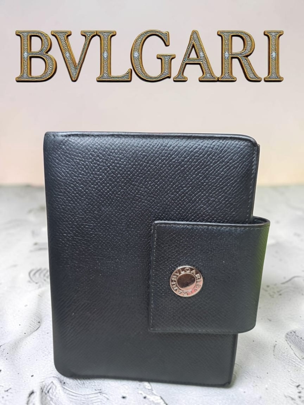 Bvlgari Vintage Small Black Leather 6-Ring Agenda Planner